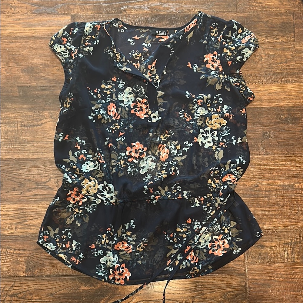 Floral Print Women's Top - Navy/Floral